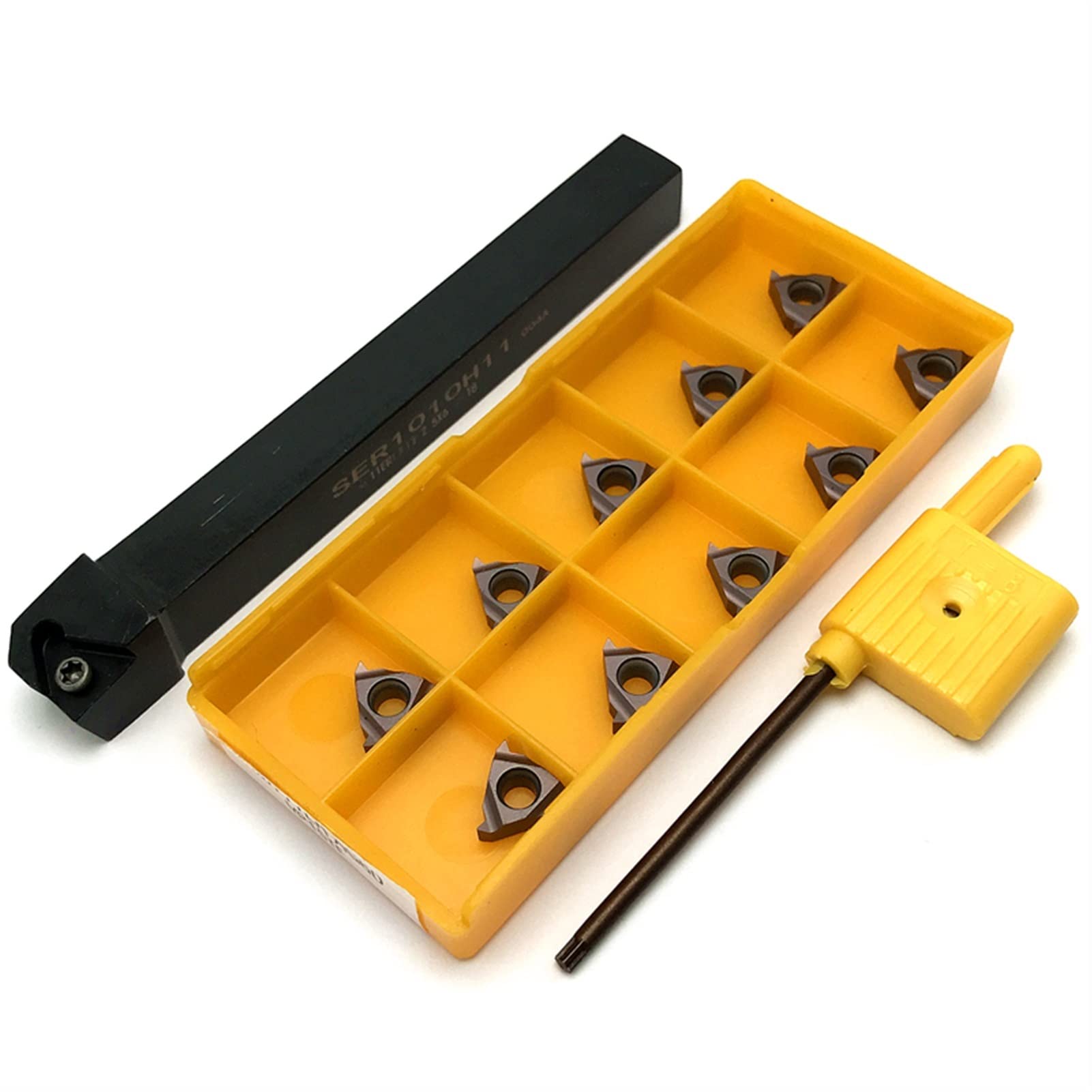 TMP1105 1PCS External Thread Tool Holder + 10PCS Carbide Thread Insert Cutting Tool CNC Lathe Tools (Angle : 11ER AG60 UE6020, Shank Diameter : SEL1212H11)