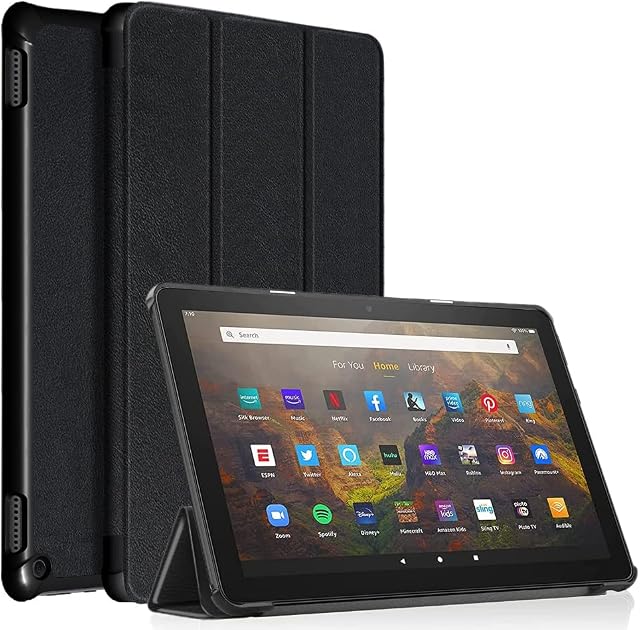HOLOA Tablet Case for All New Fire HD 10/ 10 Plus (Only Compatible with 11 Generation, 2021 Release)- Smart Stand Protective Case Ultra Light with Auto Sleep Wake(Black)