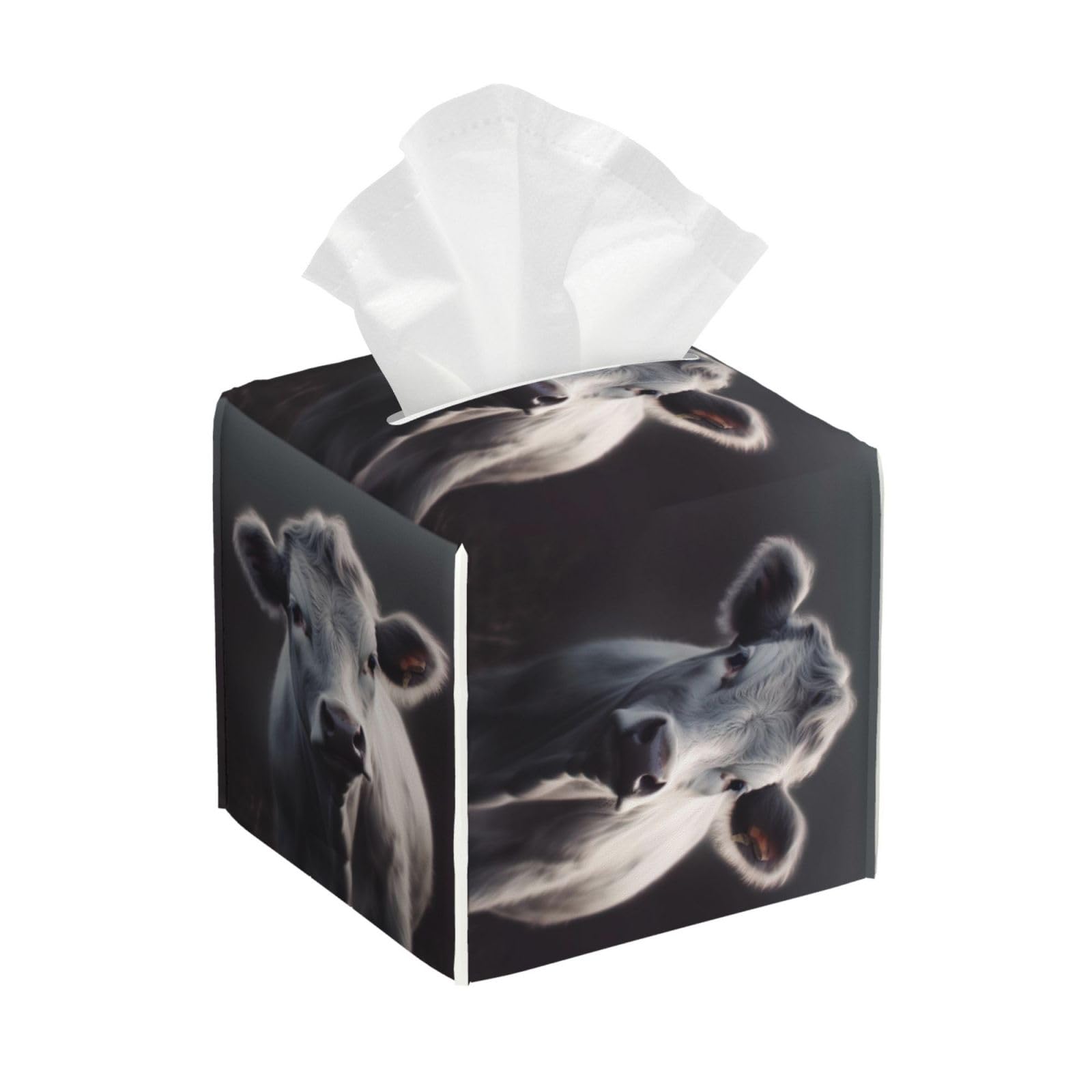 Gray Cow Tissue Box Cover Square Cube Boxes