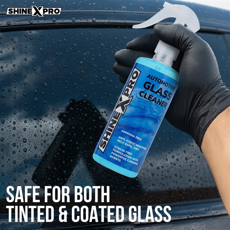 Image of ShineXPro Glass Cleaner Spray 300 ml - Streak Free Car Glass Cleaner Liquid with Anti-Static Additives - Windshield Cleaner safe for both Tinted & Coated Glass with Powerful Cleaning Agents