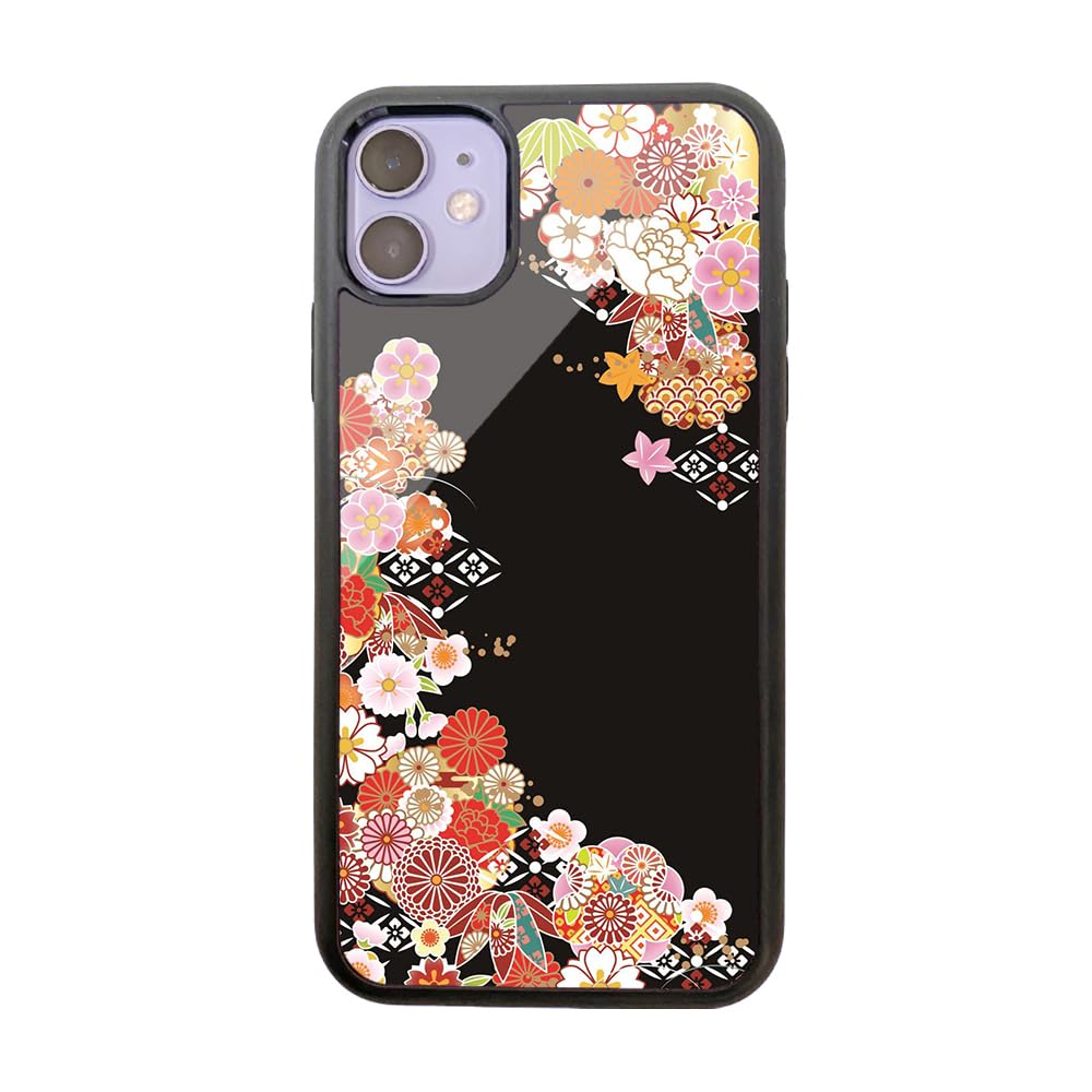 【状態良好】iPhoneSE 第2世代 カバー付き Amazon.co.jp: iPhone SE 第2世代 和風 和柄 着物 花 黒 金 強化
