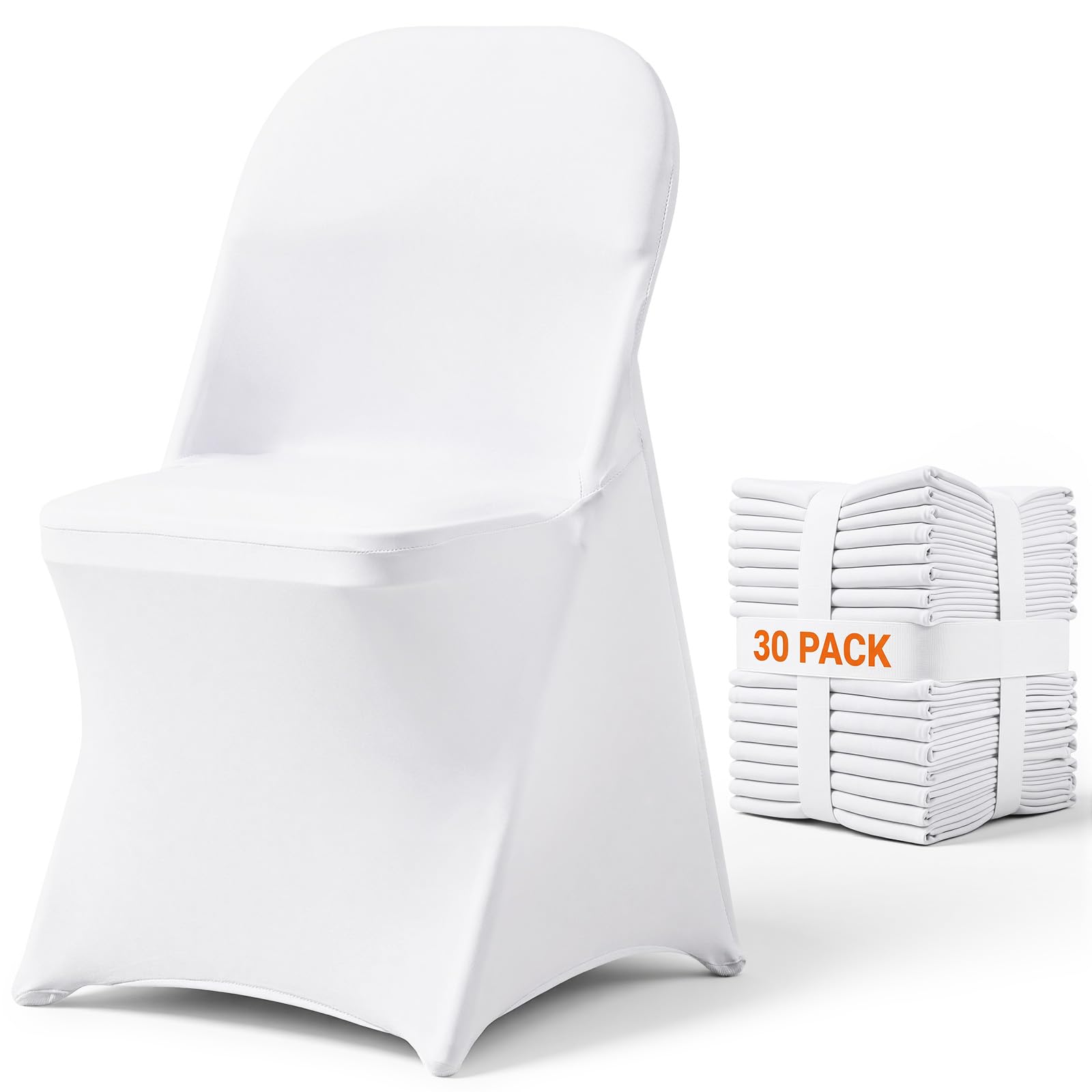 VEVOR 30 Pcs Stretch Spandex Folding Chair Covers Universal Fitted White
