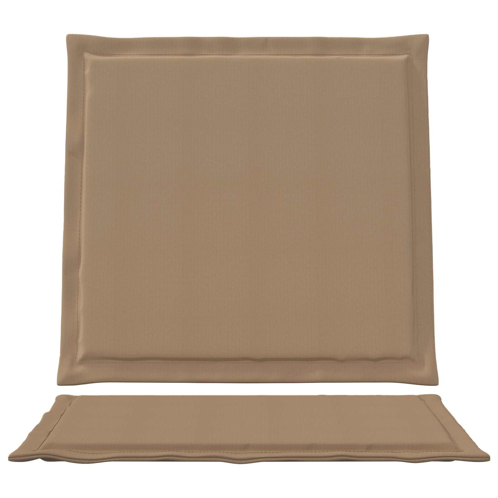 Poduszki na oparcie 2 sztuki taupe 47 x 45 x 2 cm | Poliester odporny na warunki atmosferyczne, wypełniony pianką, na patio w ogrodzie, łatwy do czyszczenia