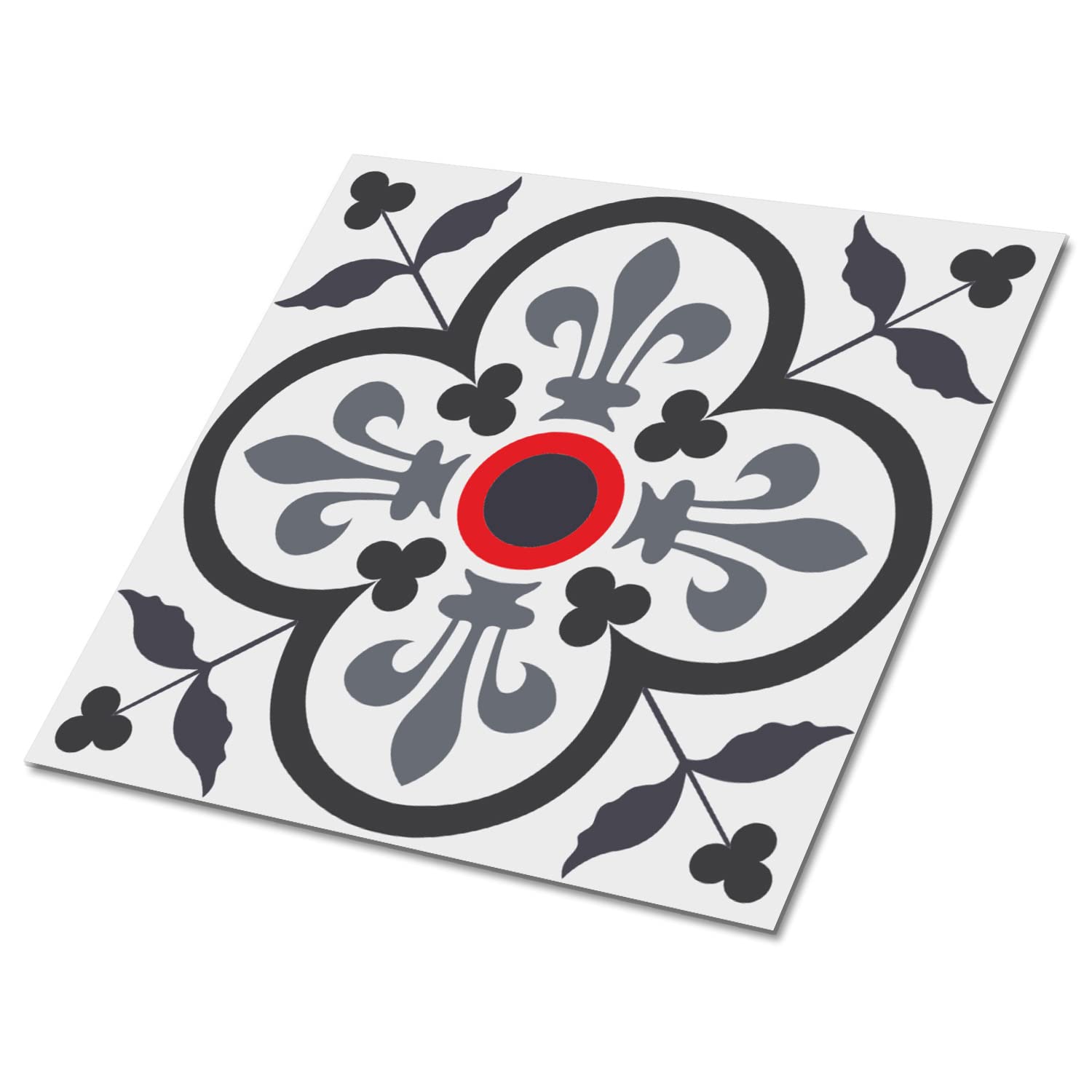 Suelo azulejos PVC Decormat losetas autoadhesivas 30x30cm imitación pavimento floral botánico
