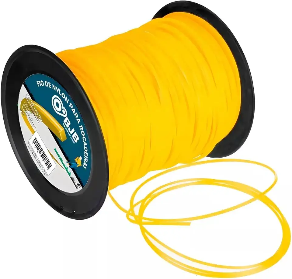 Bobina Rolo Fio De Nylon Roçadeira Gasolina Cortador de Grama 3mm, 2kg, Amarelo, Resistente, 230 mts - Pacote com 1, Formato Redondo de Alta Durabilidade - BJB equipamentos