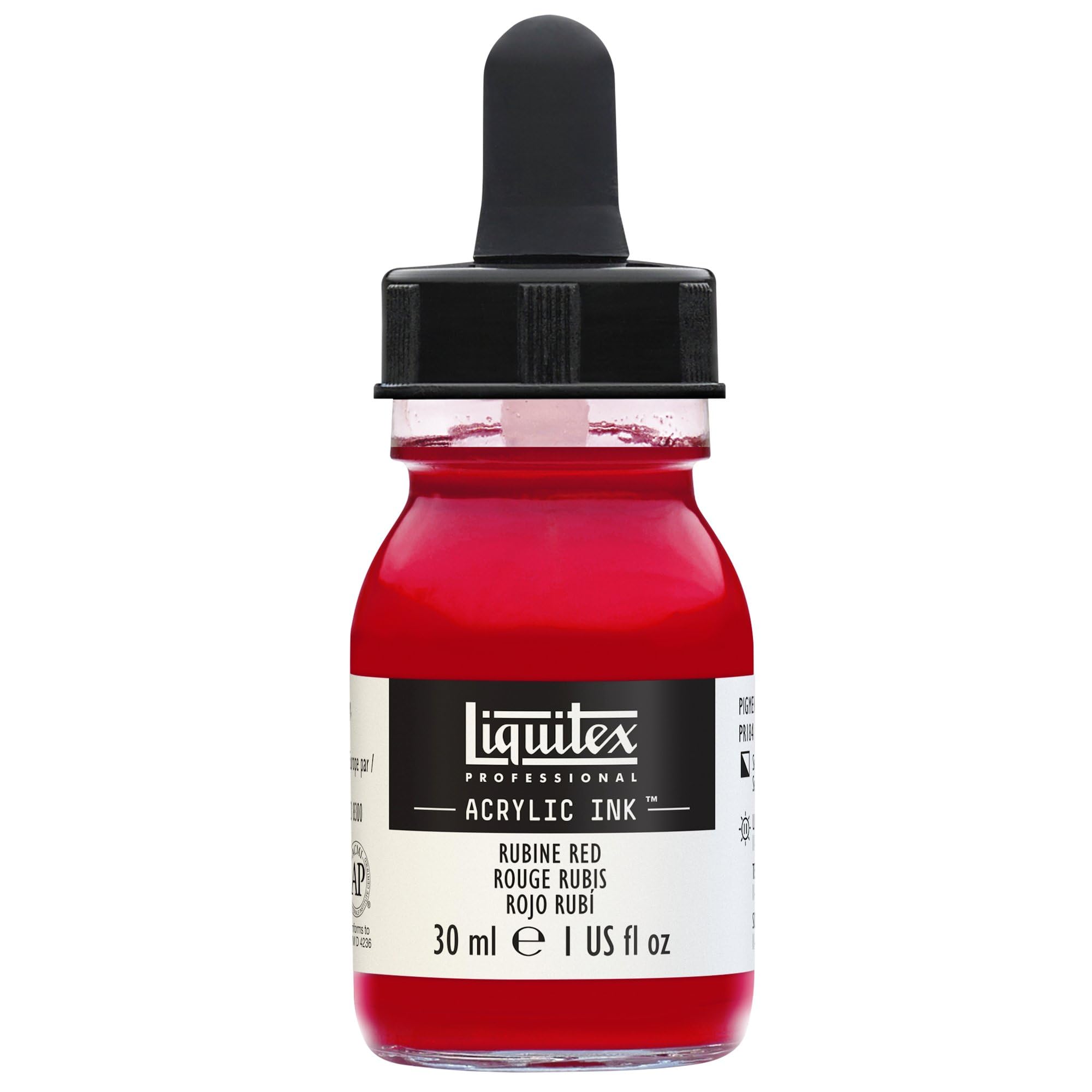 LIQUITEX 4260388 Liquid Professional Acrylic Paints - Ink, 30 ml, Highly Pigmented Airbrush Paint, Ruby Red