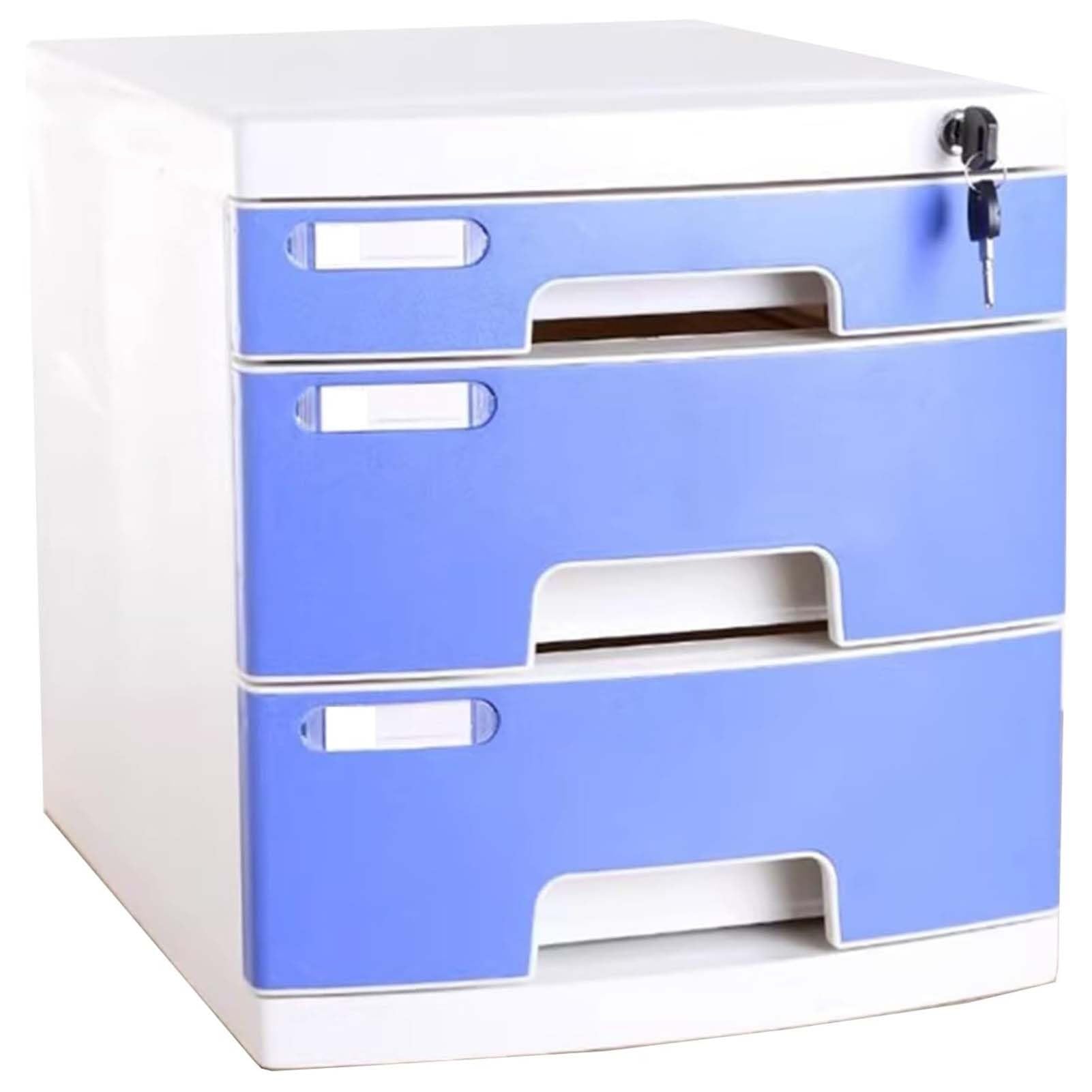 Armario de almacenamiento de plástico, organizador de 3 niveles para documentos A4, soporte de archivos con cerradura para el hogar y la oficina, ideal para organizar suministros y artículos de