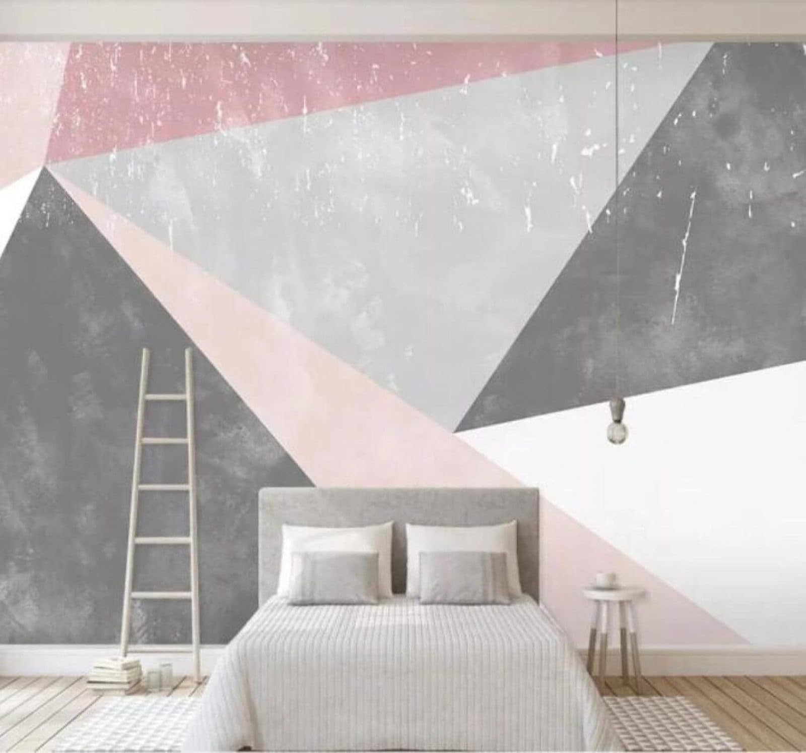 XLMING Minimalist Abstract Pink Grey Geometric 3D Wallpaper Luxury Home Dining Decor Paste Sofa Living Room The Wall for Bedroom Mural-400cm×280cm