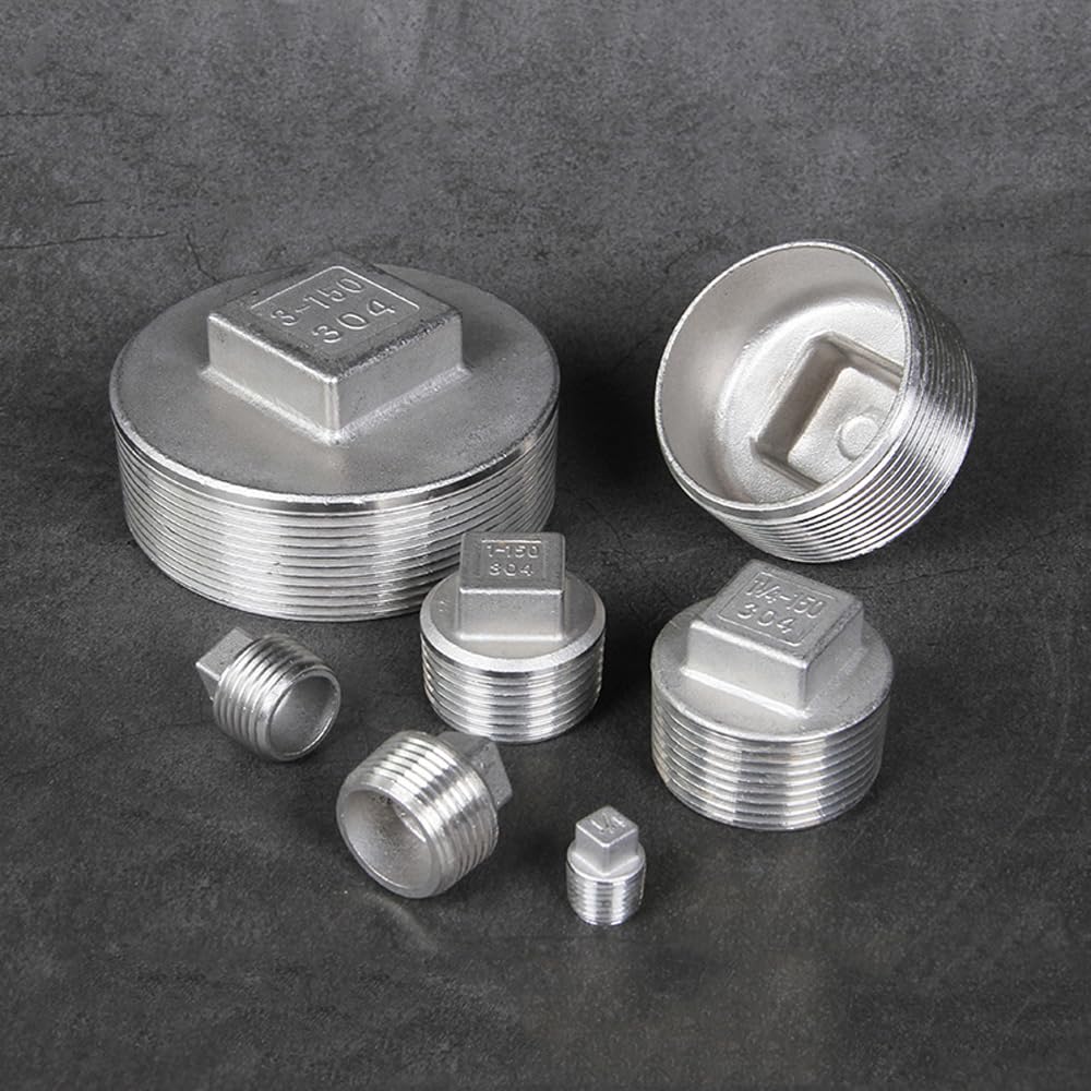 1/8" 1/4" 3/8" 1/2" 3/4" 1" 2" 3" 4" Male Squrae Head End Plug Cap 201 304 316 Stainless Steel Pipe Fitting Water Gas Oil NWPNLXEA(BSPT SS201,SQUARE HEAD_2-1/2")