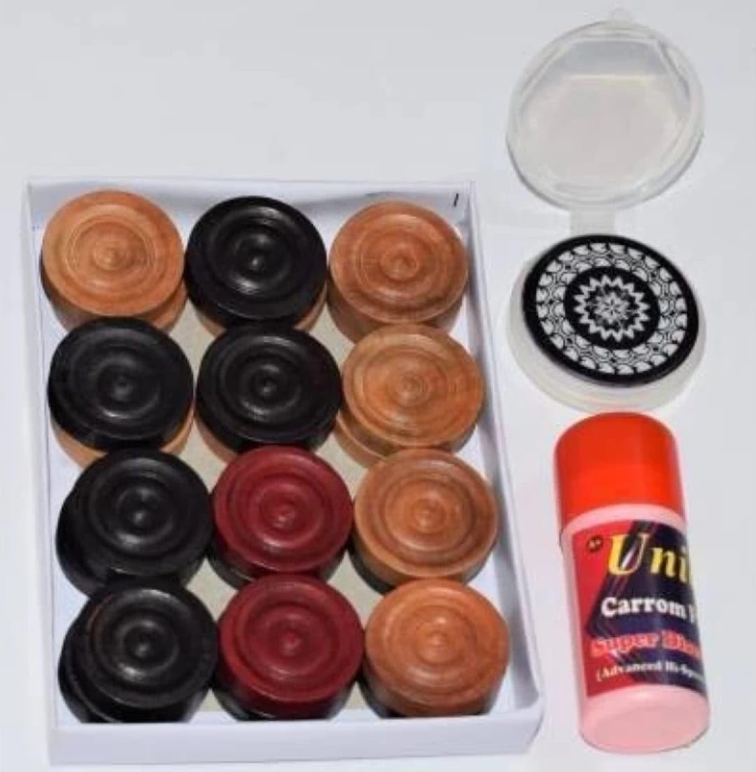 Premium Carrom Wooden Pawns for Best Play, Carrom Wooden Coins for Practice and Competitive Matches(Pack of 24), Wooden Carrom Coins with 8mm Striker and 50gm Ultrasmooth Powder. (B0DDXNVNL4) Amazon Price History, Amazon Price Tracker