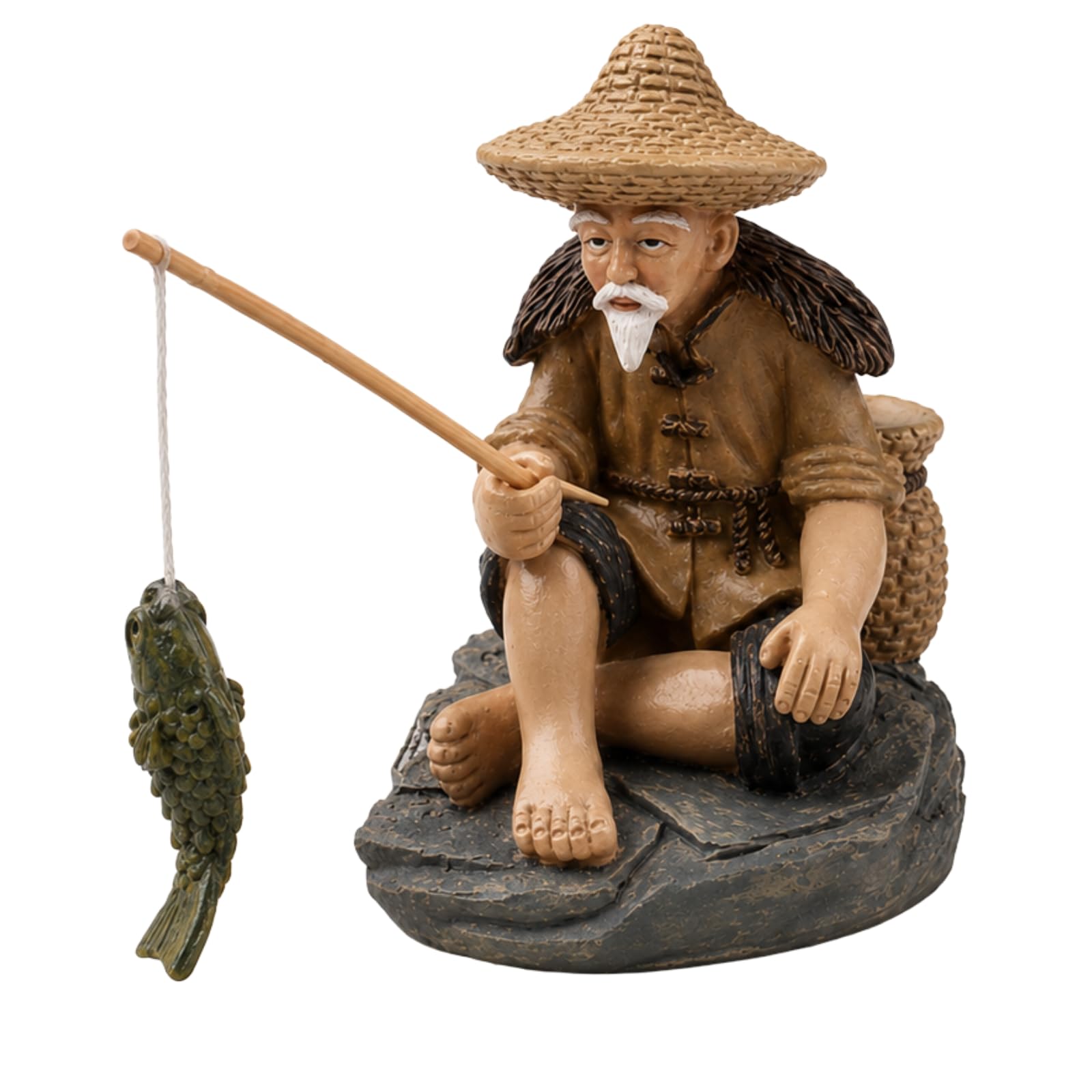 Mini Fisherman Figurines Resin Sitting Fishing Men Garden Statue