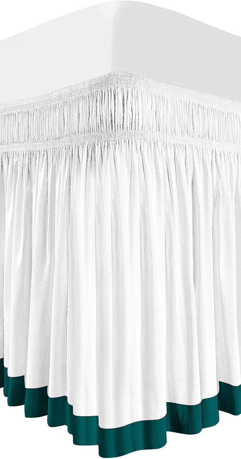 Tow Tone Wrap Around Dorm Room Bed Skirt with Three Side Coverage in Split Corner 1000 Thread Count