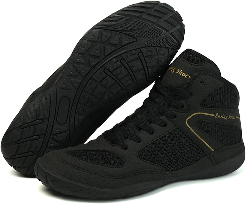 Men's High Top Boxing Boots Breathable Wrestling Training Shoes Competition Training Comfortable Non-Slip Bodybuilding