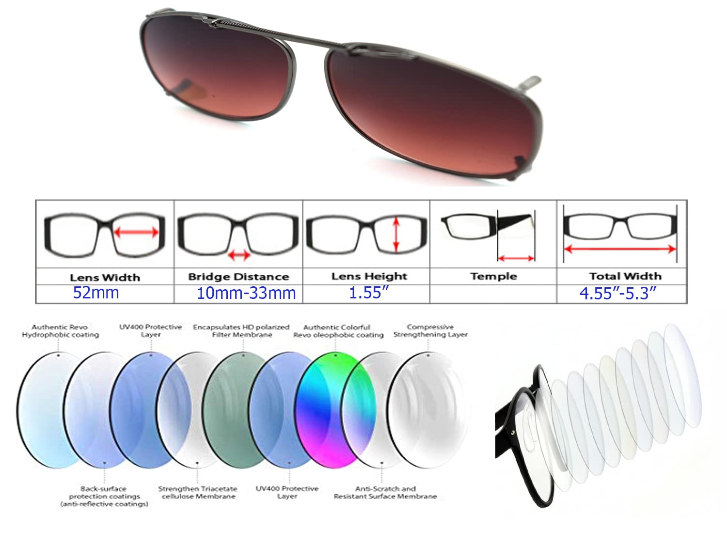Color Viper Clip On, Flip Up, Adjustable Spring Clip on, Driving Lens, Lens very (C2C Extra Small Size Rectangular Driving Lens Gunmetal)