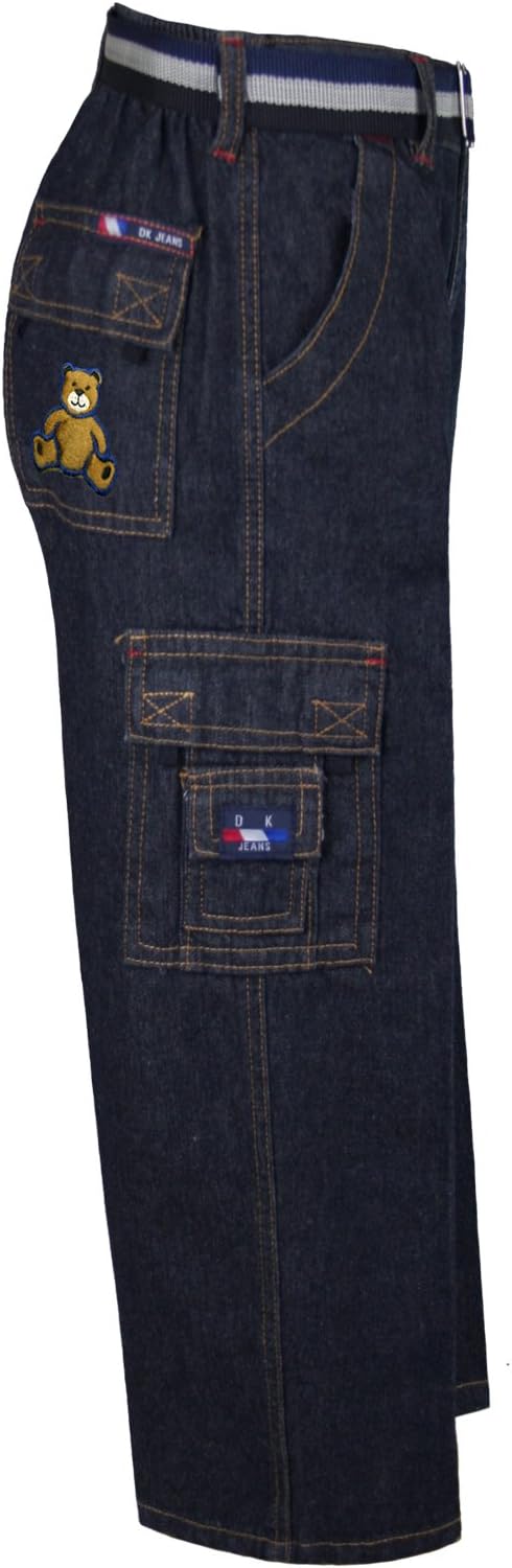 Boys Toddler Teen Denim Jeans Pants Bottom Belt Teddy Bear 2-14 Yrs