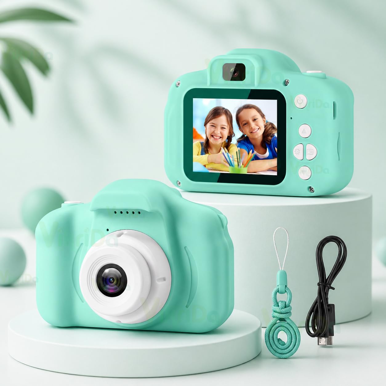 VikriDA Kids Digital Camera with 2.0" Color Display | Video Recording, USB Charging, 100° Wide Angle Lens, Built-in Snake Game, Supports 32GB SD Card – Green-image-5