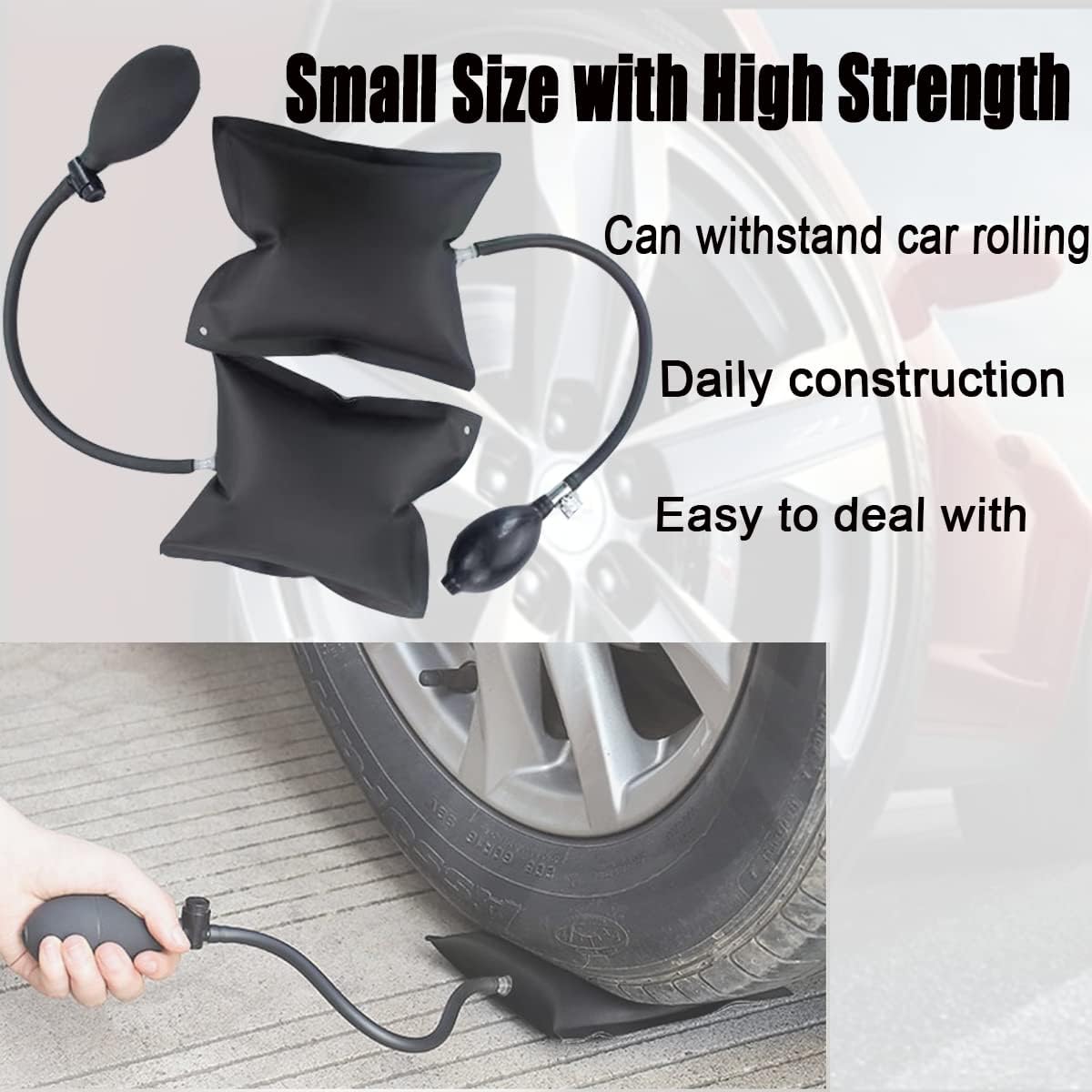 Air Wedge Pump Car Air Shim Auto Adjustable Air Wedge Bag Pump Leveling and Alignment Tool Inflatable Shim Bag for Car, Home Use, Door Installation, Window and More(300lbs)