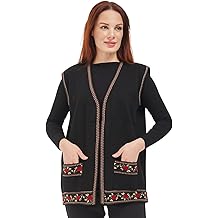 Mother Knitwear Short Pocket Vest with Black Rose Motif