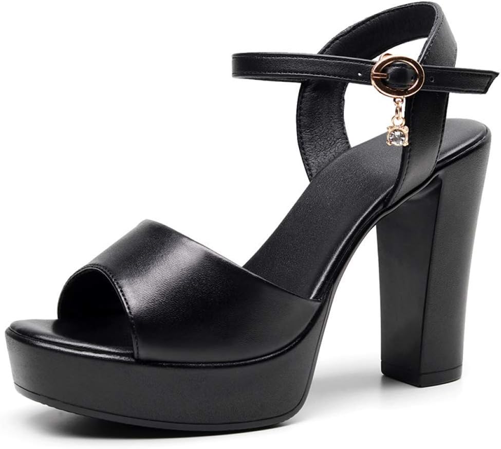 Heels Women Chunky High Heel Open Toe Sandals Buckle Ankle Strap Wedding  Evening Formal Shoes Shoes (Color : Black 10cm, Size : 3) : Amazon.de:  Fashion