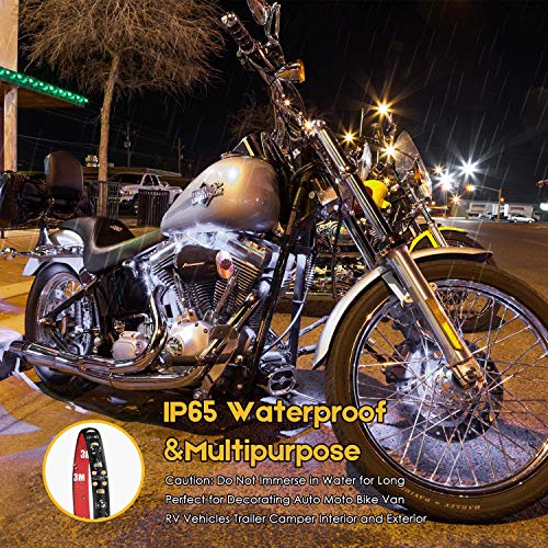 Geeon 2Pcs 4Inch White Led Strip Light For Motorcycle 12V 2835 Smd Leds Flexible Atmosphere Lights For Car Boat Automotive Truck, Ip65 Waterproof #TOP6