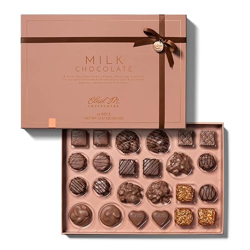 Ethel M Chocolates Caja surtida de chocolate de lujo de 24 piezas con rellenos gourmet, colección de chocolate con leche, seguro para maravillar a
