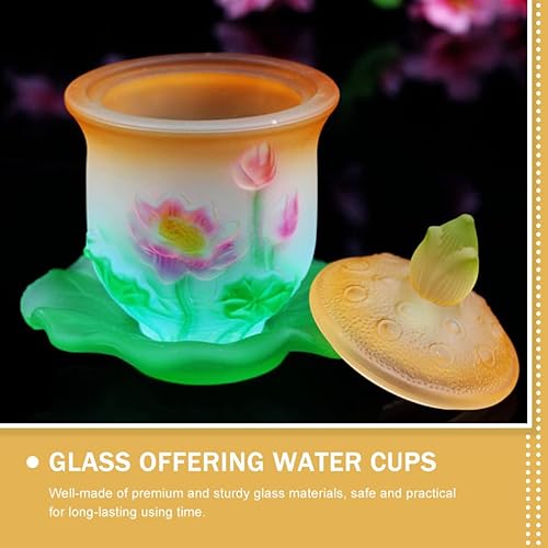 Miniatura 3 de HANABASS 1 juego de taza de altar de cristal taza de agua para templo copa sagrada taza budista de altar
