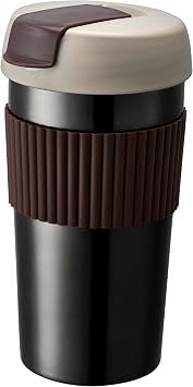 KKF Rainbow Leakproof Travel Coffee Mug, 16oz Insulated Coffee Mug Grey | Flip top lid, double wall vacuum keeping cold hot 6H, smooth sip, cup holder fit idle for commute office EDC gift