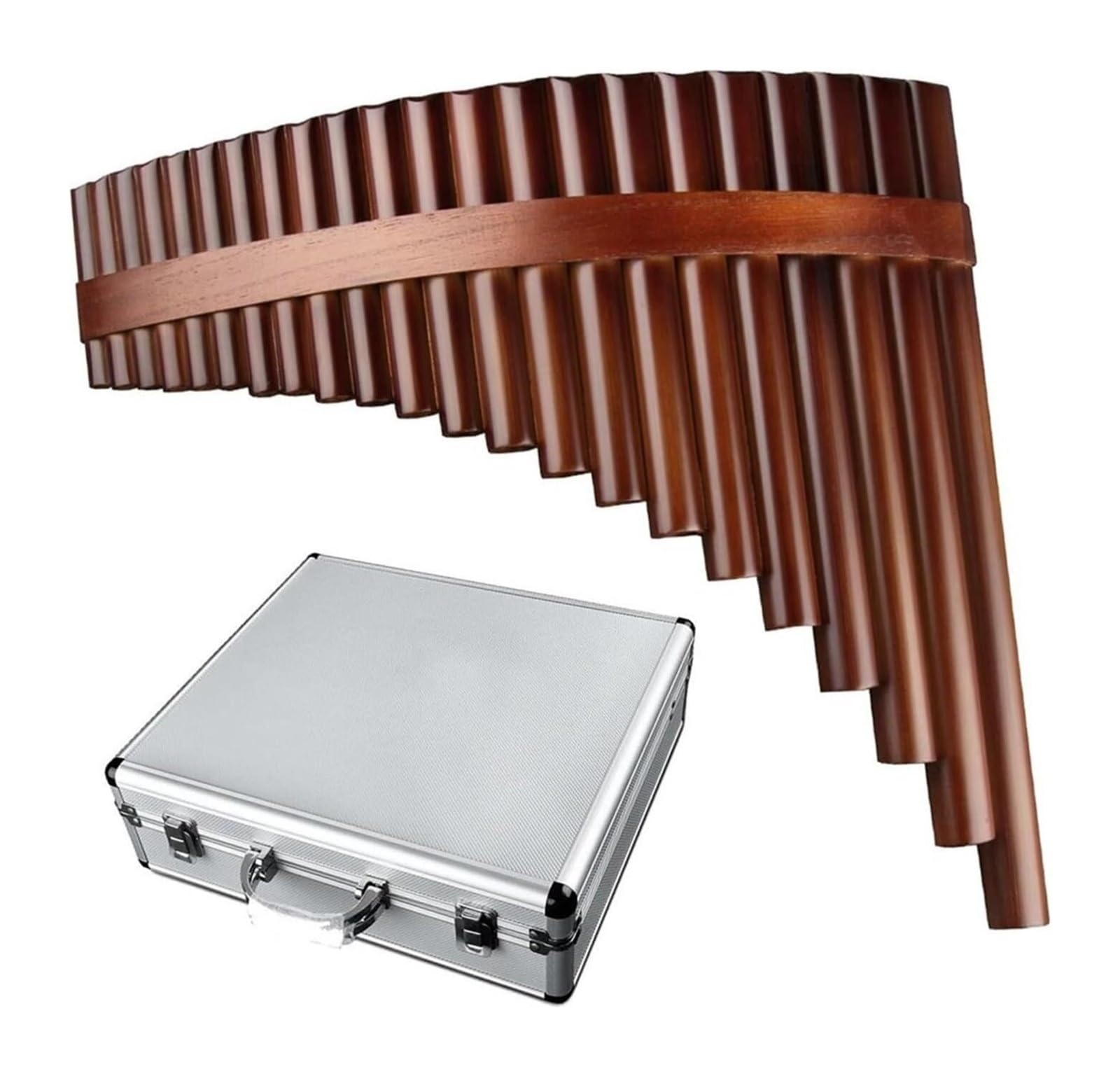 Flûte de Pan, Pan Flute G Key Instrument 25 pièces avec sac de rangement et bâton réglage(Left Hand)