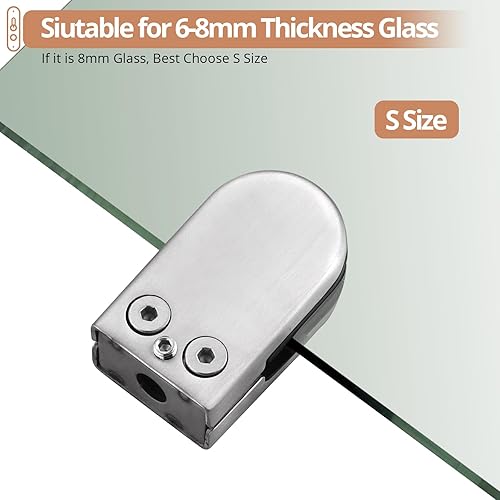 Miniatura 3 de Kamtop Abrazadera de vidrio, abrazadera redonda de vidrio de 0.236 a 0.276 pulgadas, soporte ajustable, abrazaderas de acero inoxidable 304, parte