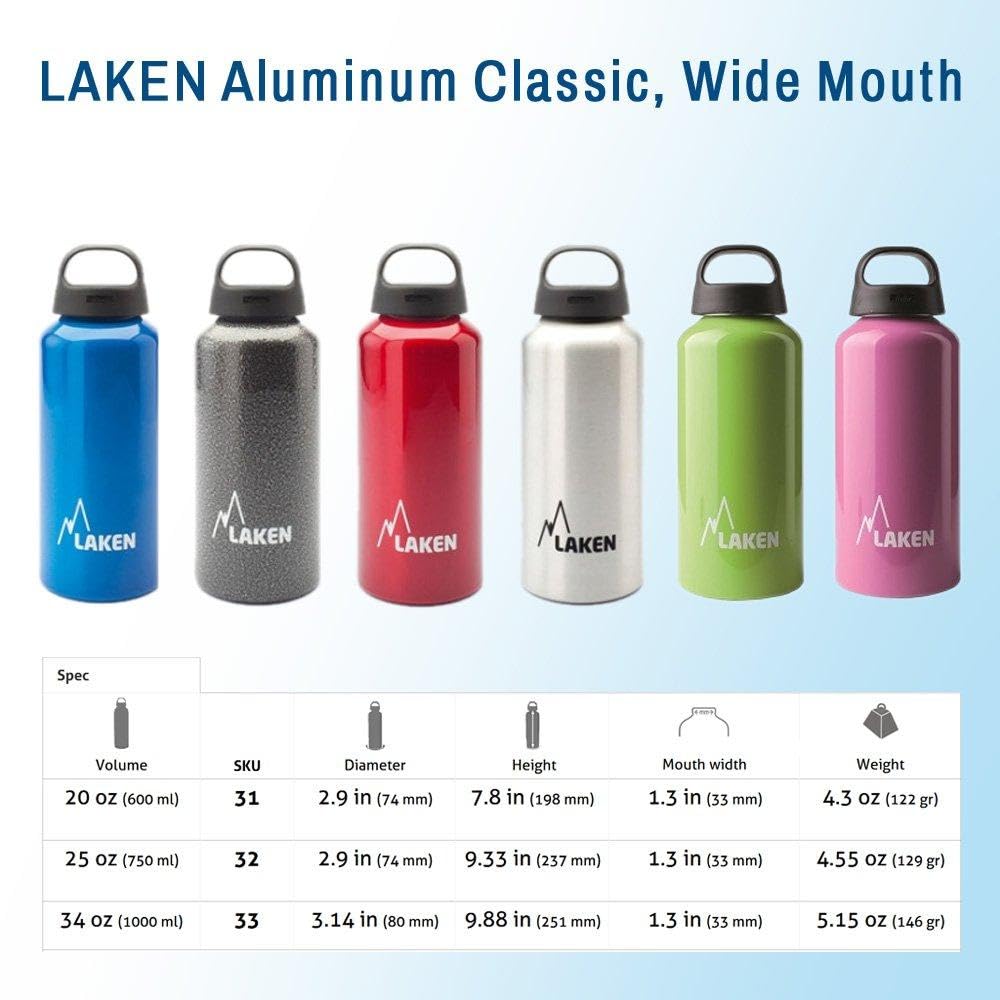 Laken Unisex - Adult Classic Aluminium Granite 1 Litre BPA Free Aluminium Drinking Bottle, PBA - Image 3