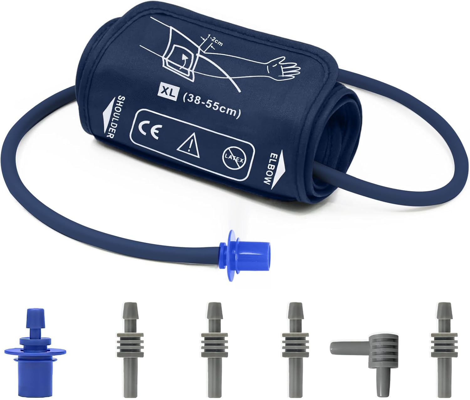 Extra Large Blood Pressure Cuff for Big Arms, XL Bp Cuff(38-55cm) – 6 Different Blood Pressure Connectors are Compatible with Almost All Bp Monitors Extra Large Blood Pressure Cuff for Big Arms, XL Bp Cuff(38-55cm) – 6 Different Blood Pressure Connectors are Compatible with Almost All Bp Monitors