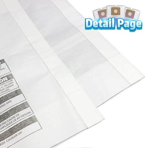 Miniatura 5 de Bolsas para aspiradora de 3 galones, tipo C - 90669 9066900 9066933 Bolsas de filtro desechables para aspiradoras, 5 unidades