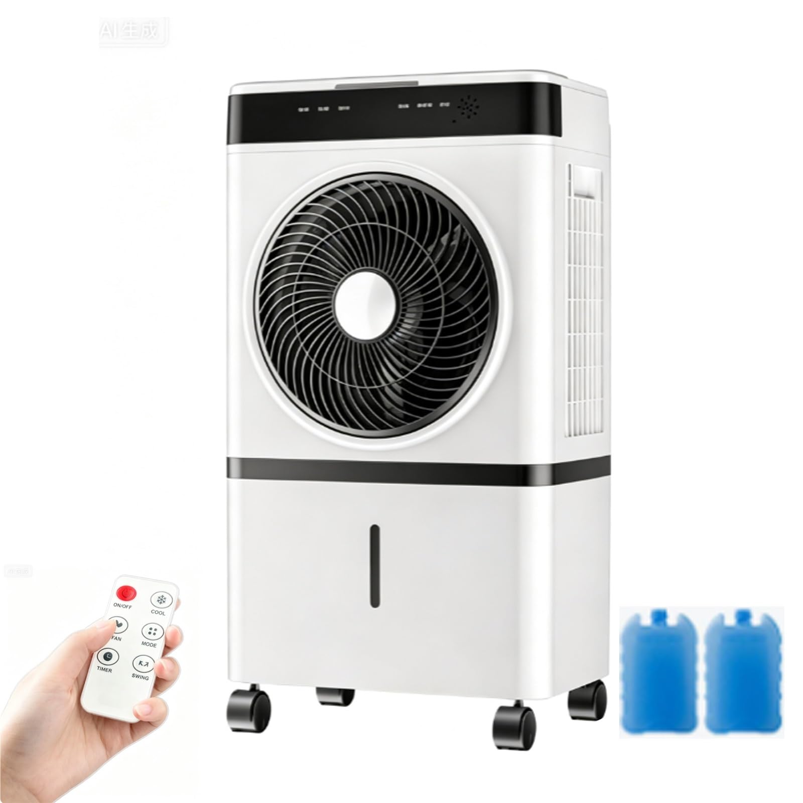 Raffrescatore Evaporativo Portatile con Telecomando, Timer 12 ore e Serbatoio da 14L, Condizionatore Portatile per Camera da Letto, Casa e Ufficio
