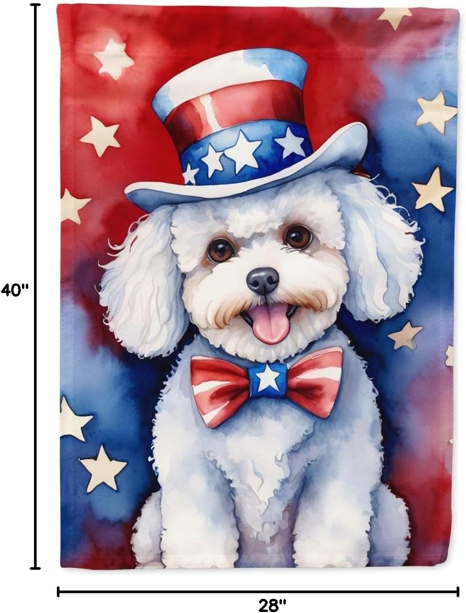 Caroline's Treasures DAC5659CHF Bichon Frise Patriotic American House Flag Large Porch Sleeve Pole Decorative Outside Yard Banner Artwork Wall Hanging, Polyester, House Size, Multicolor