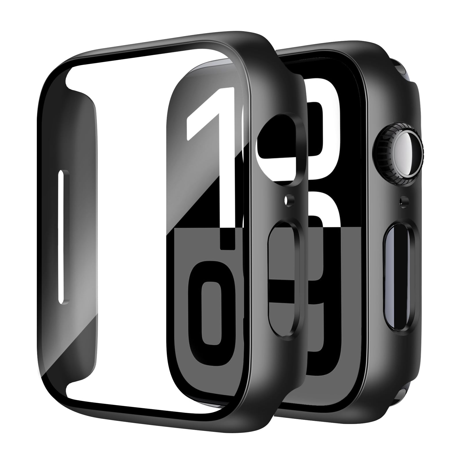 Smiling 2 Pack Case Compatible with Apple Watch Series 11 (2025)/ Series 10 42mm with Tempered Glass Screen Protector, Hard PC Case Scratch-Resistant Overall Protective Cover- Black