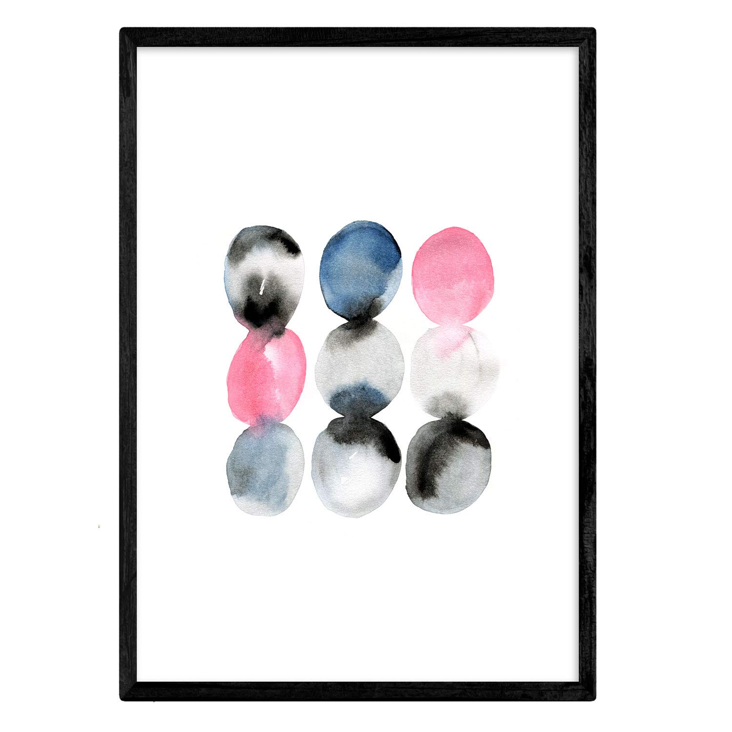 Nacnic Poster Abstract pink black-nine. Colorful sheet with Nordic design. A4 size, Abstract Pink Nine Black, 29.7L x 21W cm