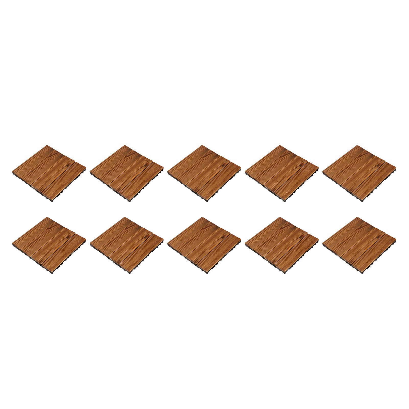 SUNGOOYUE Piastrelle per Pavimenti in Legno per Esterni Blocchi per Pavimento in Pino Canfora Naturale 10 Pezzi Base a Vite Aggiornata Piastrelle per Ponte Ad Incastro Facili da Installare per Balcone