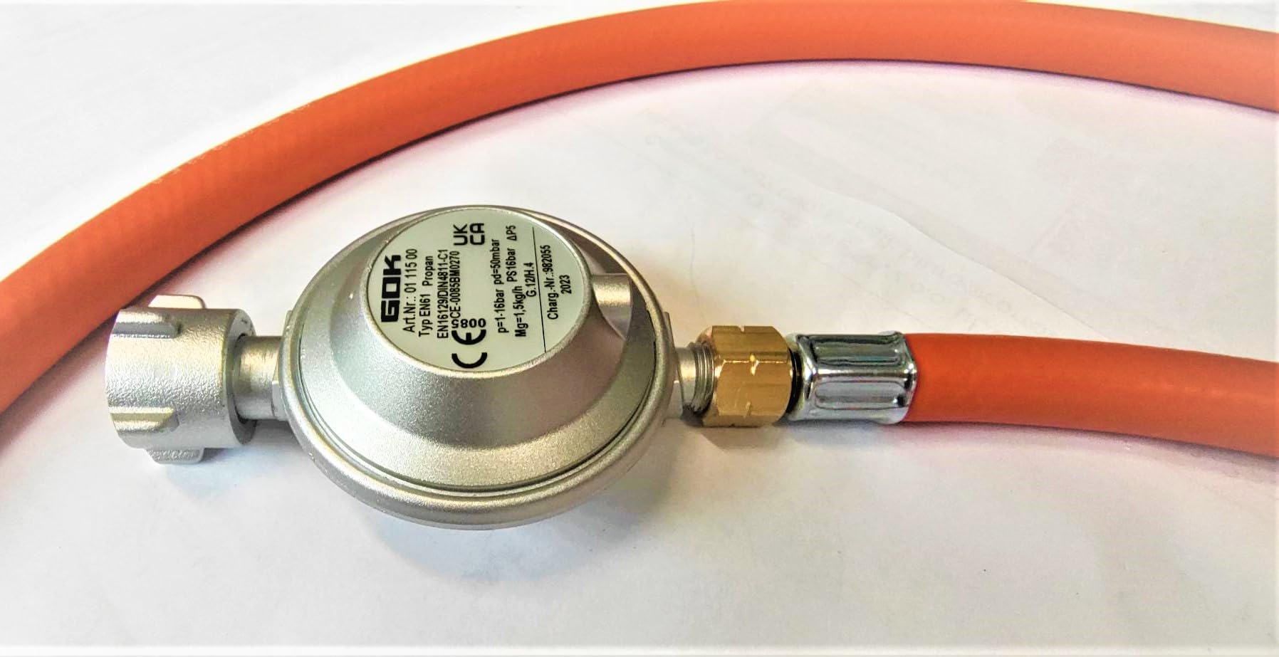 Propane Butane Gas Manguera 10m GOK 50mBar Reductor de Manguera | Racores 1/4 "LH a 21.8 "LH | Utilizado para Camping-cars Chimeneas Estufas de Barbacoa de Gas