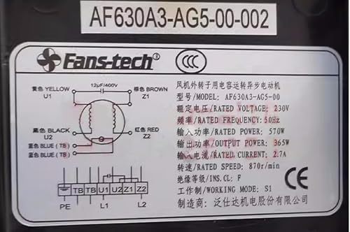 AF630A3-AG5-00-002 230V 2.7A 570W 870RPM Cooling Fan