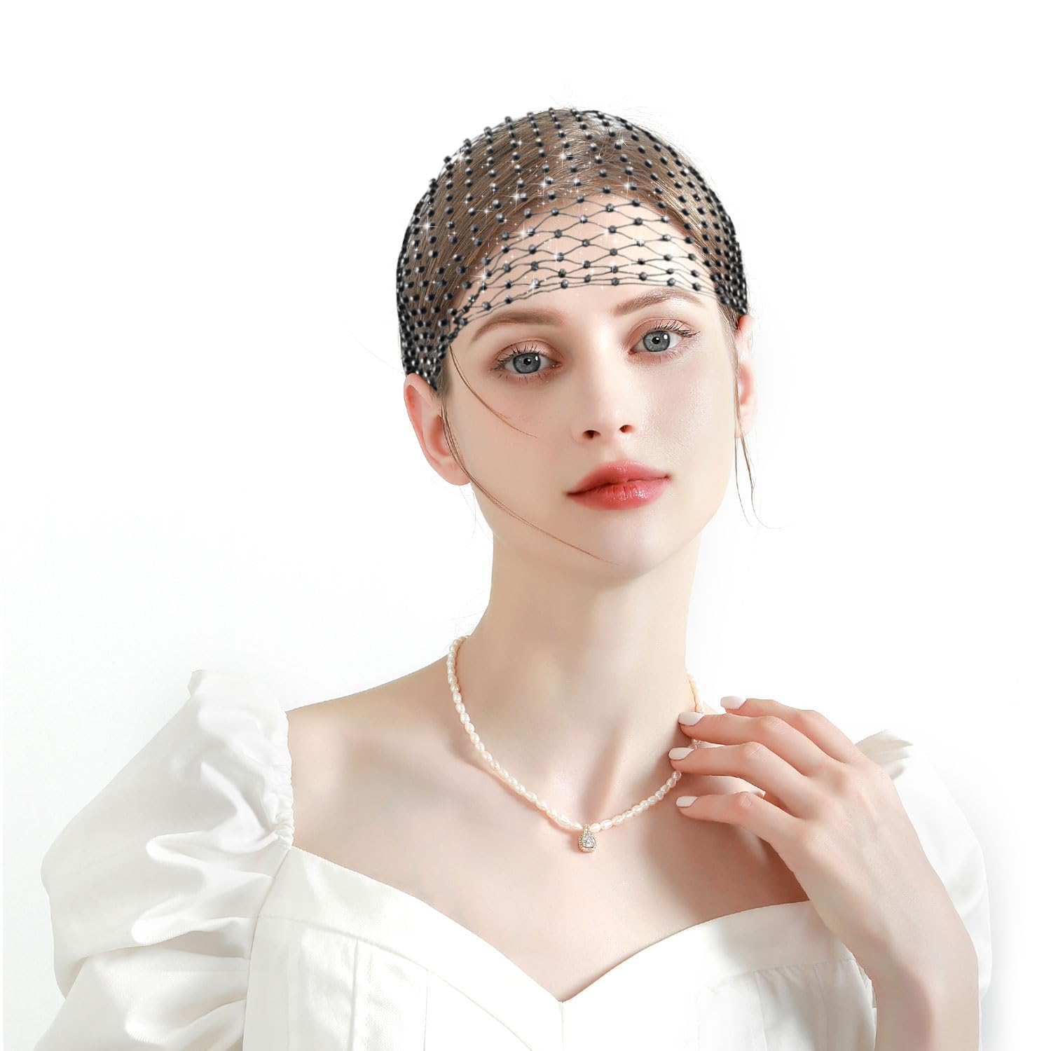 Bandana Élastique En Maille Avec Strass Pour Femme - Turban Mode Soirée, Festival, Halloween - Accessoire Cheveux Brillant