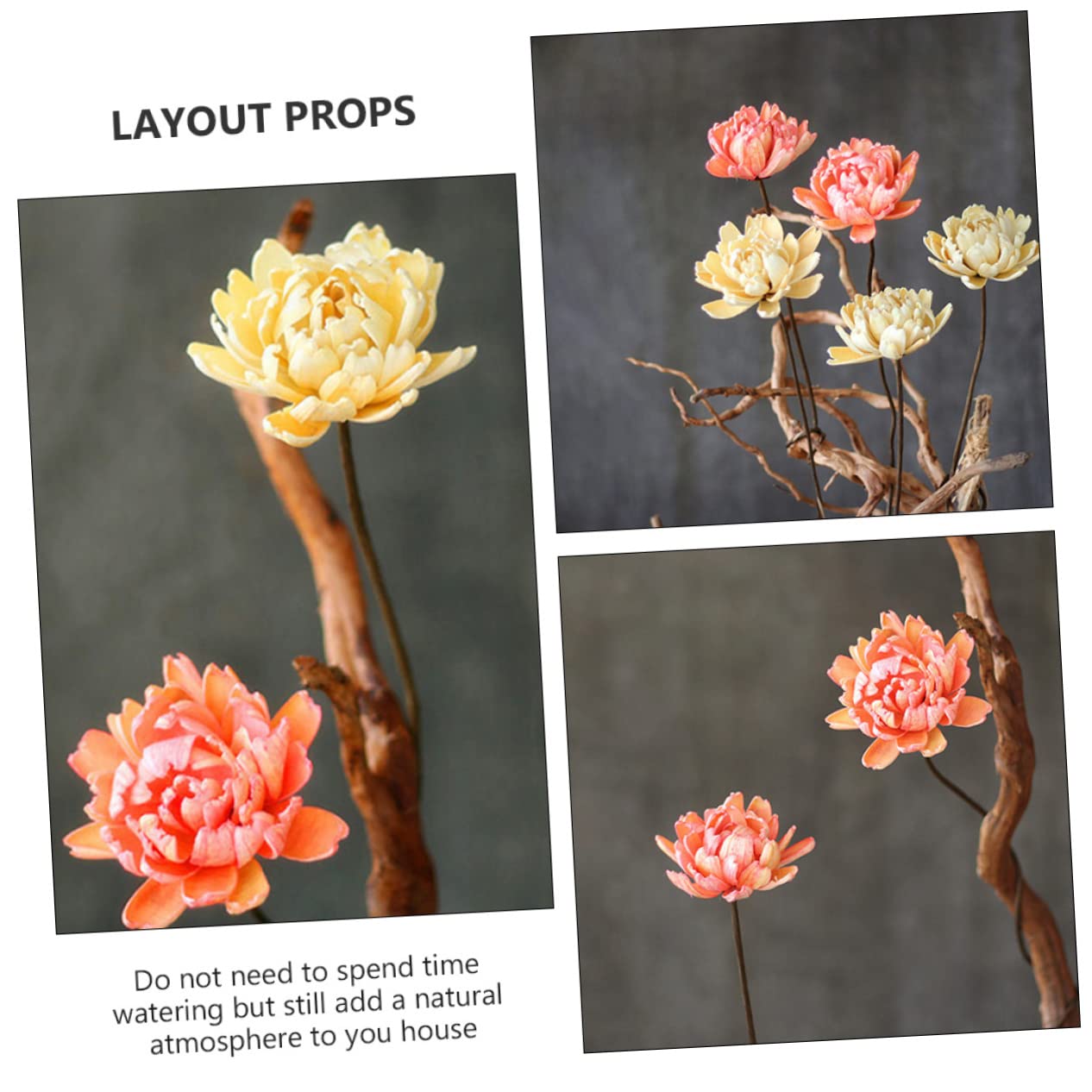 DECHOUS 6pièces Bouquet De Fleurs Séchées Naturelles Décoratif pour Décoration Intérieur Éléments De Mariage Et Accessoires De Fête