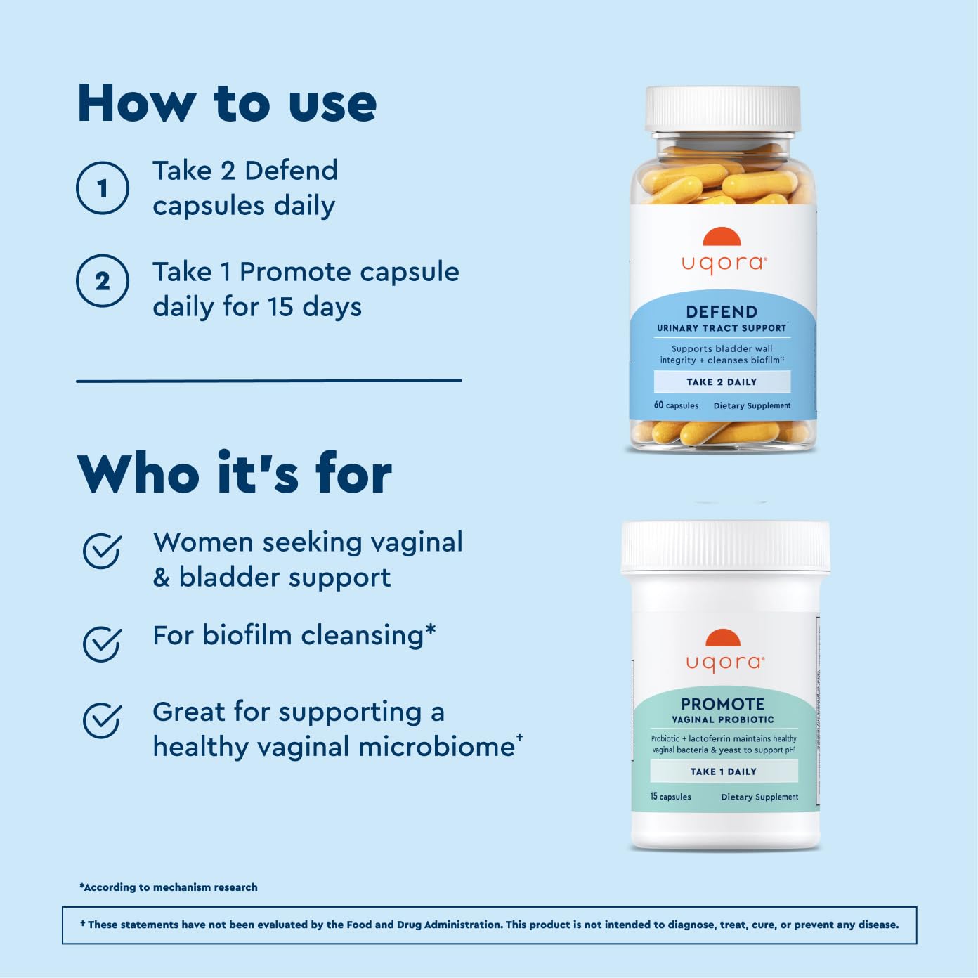 Uqora Defend & Promote Bundle for Urinary & Vaginal Health, 1 Month Supply — Amazon image 5