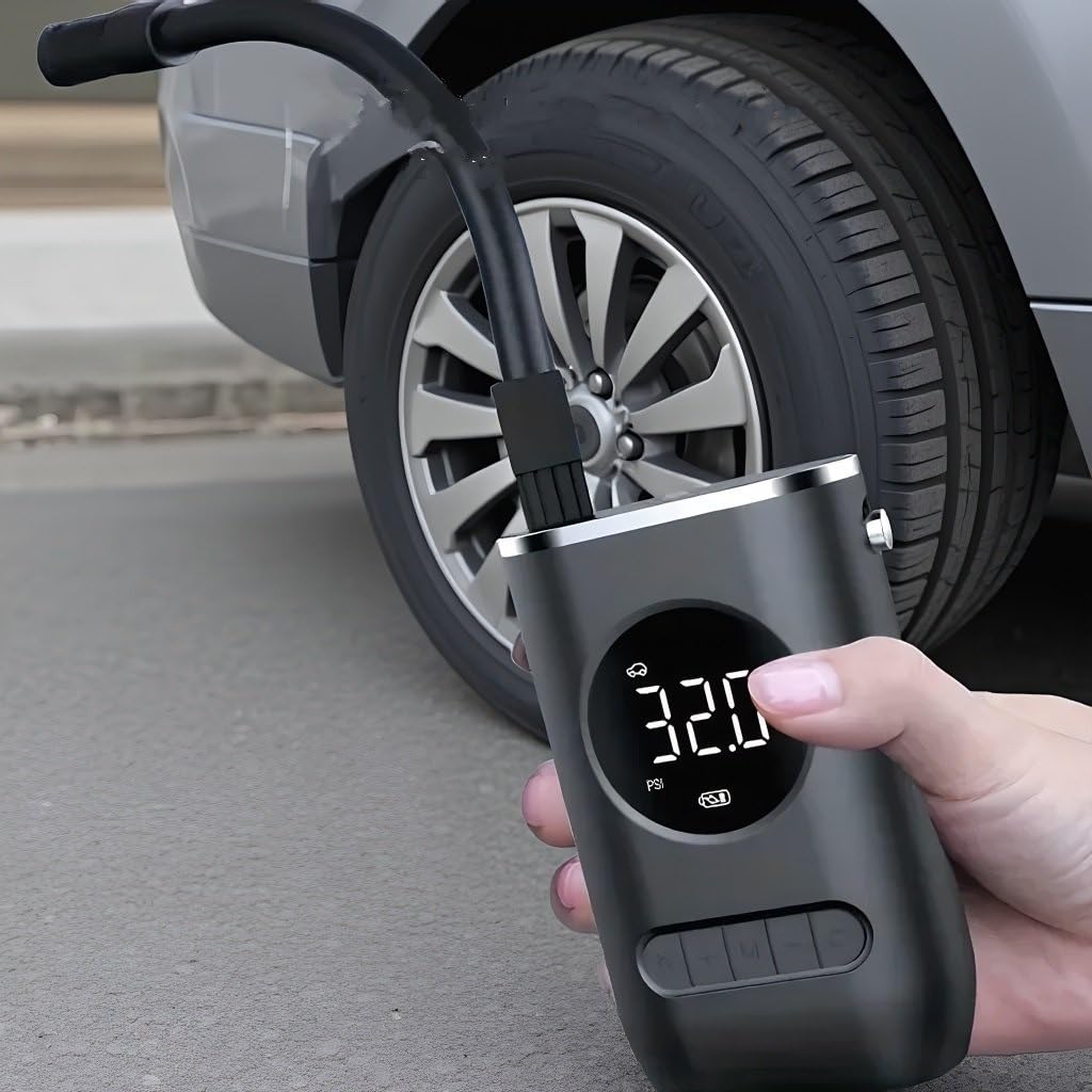 Inflador Ruedas Coche Bomba de aire para coche, Inflador de neumáticos eléctrico portátil con pantalla Digital inalámbrica, bomba de mano para bola de motocicleta Compresores de aire portátiles