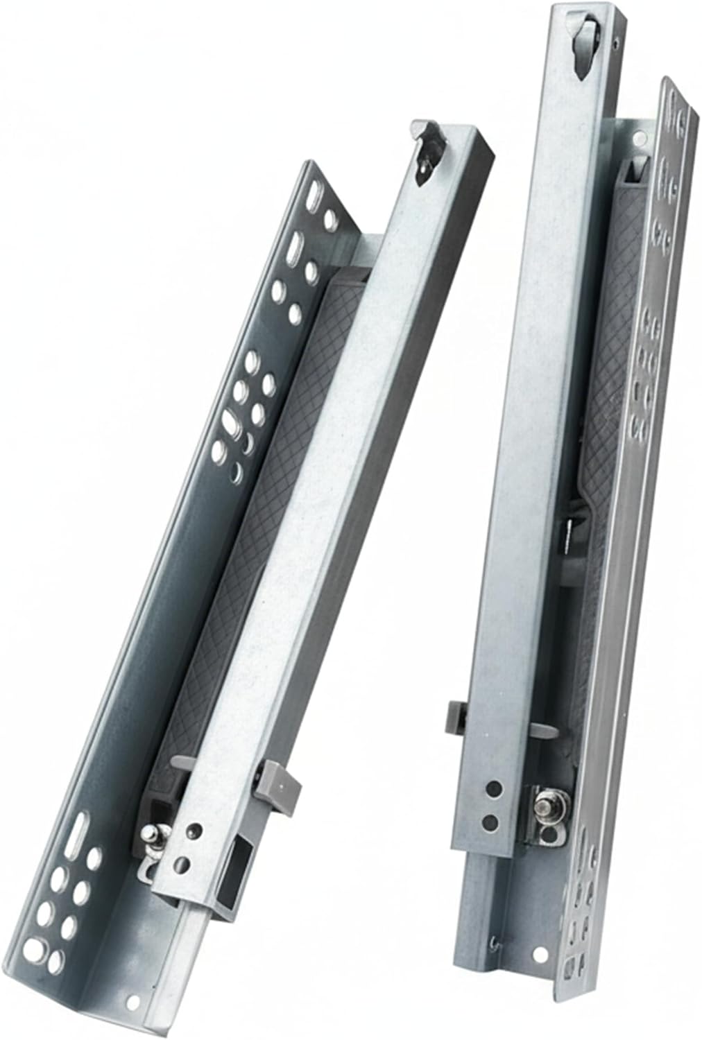 1Pair Rebound Press Push to Open Under Mount Furniture: Drawer Slide Rail Runner Metal Hardware Soft Closure Undermount for Cabinet Kitchen Furniture, 2-fold Half Extention(18"/45cm)