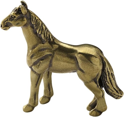 Miniatura 2 de HOMSFOU Estatua china de Feng Shui de latón para decoración de caballos, escultura de caballo antigua para escultura de animales, coleccionables,
