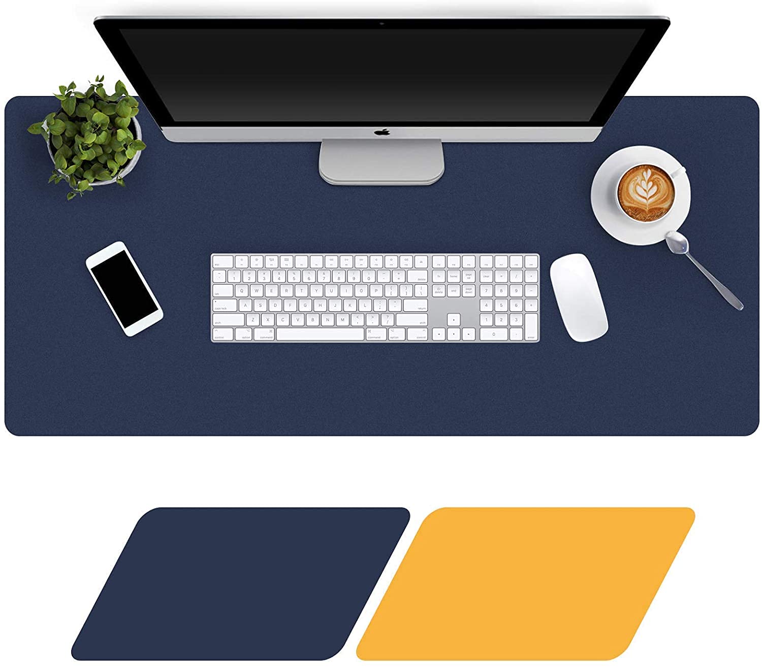 Dhruv Mart Desk Mat Pad Blotter Protector 80x40 PU Leather Desk Mat Laptop Keyboard Mouse Pad with Comfortable Writing Surface Waterproof (Navy Blue + Orange) (B093DNZWDJ) Amazon Price History, Amazon Price Tracker