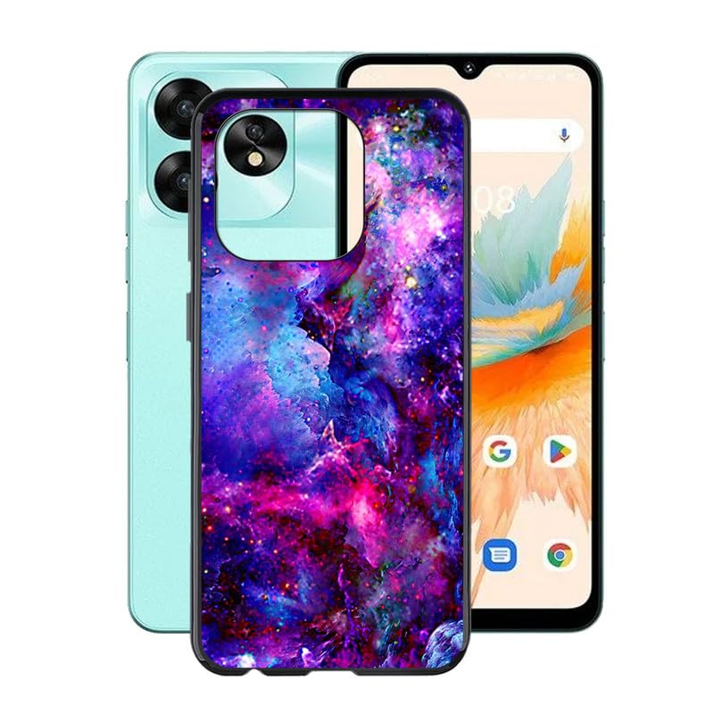 ZXLZKQ Custodia per Umidigi A15C (6.70) con 1 X Vetro Temperato Pellicola Protettiva, Ultra Sottile Antiurto Antigraffio Nero Morbida Silicone TPU
