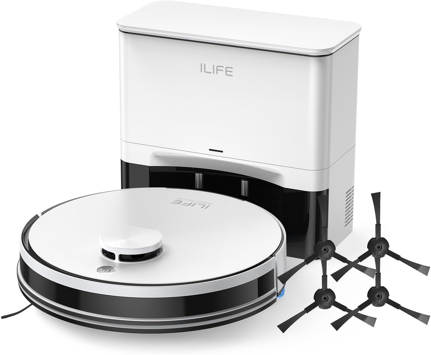 ILIFE A30 Pro Robot Vacuum and Mop Combo, Self Emptying Robot Vacuum Cleaner + Replacement Side Brushes, 4 Pack Included