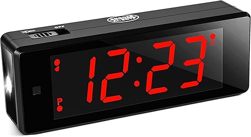 Miniatura 8 de Reloj despertador digital a pilas visible por la noche con pantalla de hora LEDLCD mejorada, linterna, reloj de viaje pequeño para dormitorio mesita
