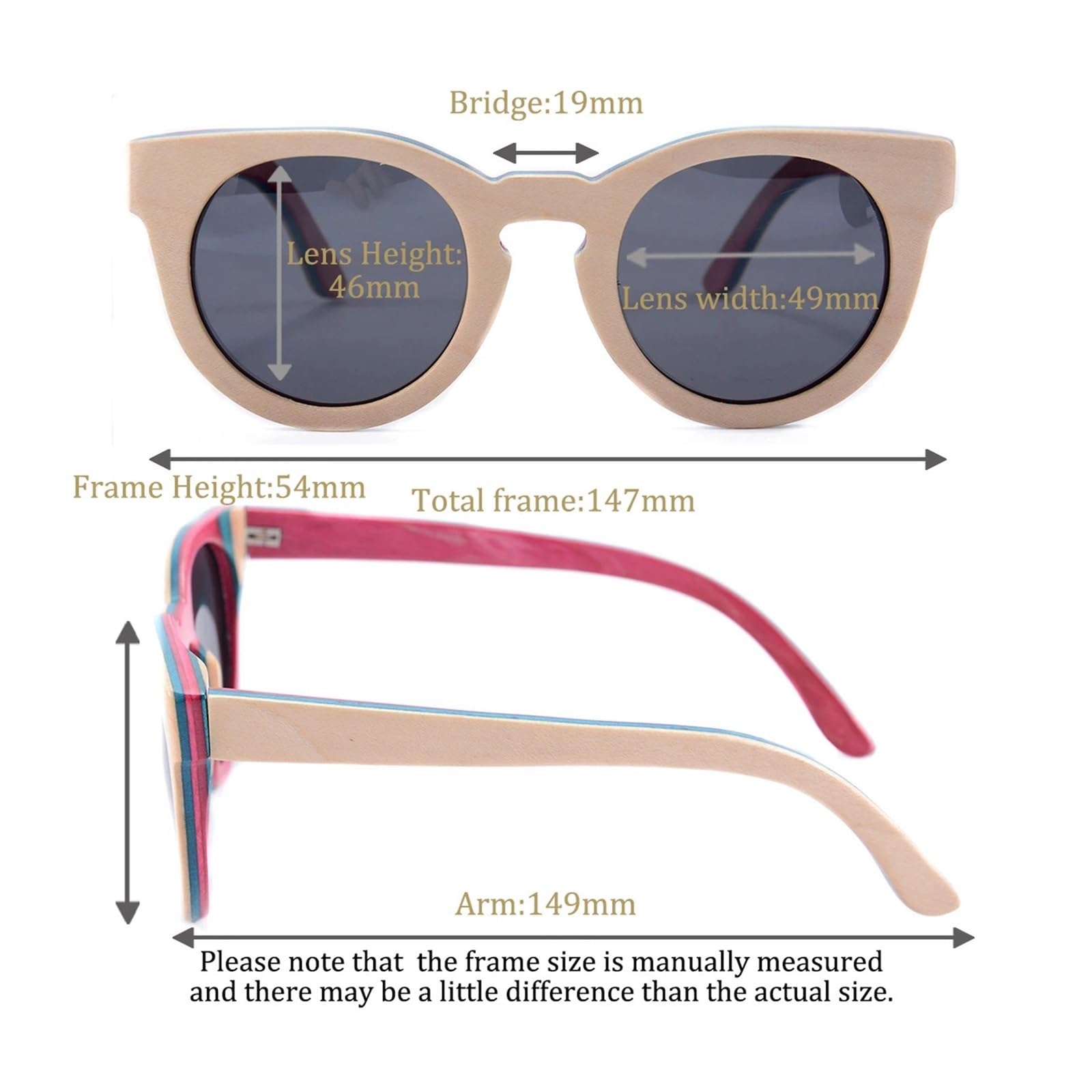 Genérico Occhiali da sole Cat Eye in legno for lenti donna